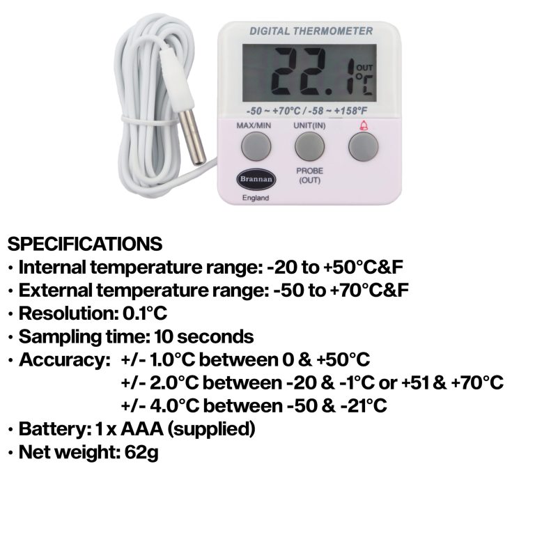 Brannan Twin Reading Fridge/Freezer Digital Alarm Thermometer