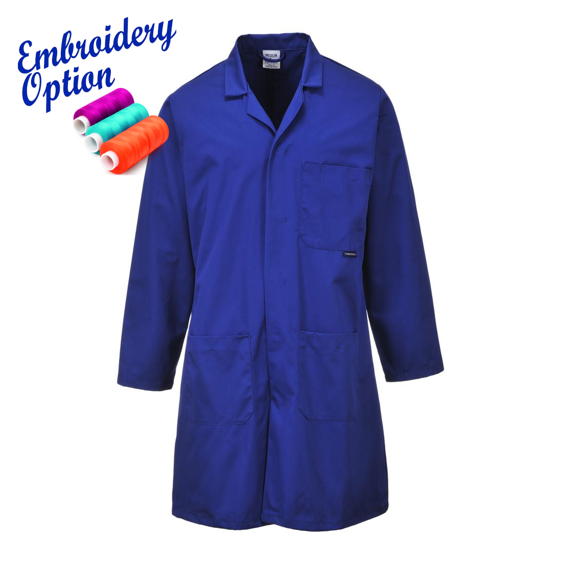 Embroidered Portwest Standard Warehouse / Lab Coat - with Pockets
