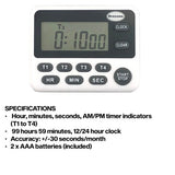 Brannan Four-Way Digital Kitchen Timer & Clock