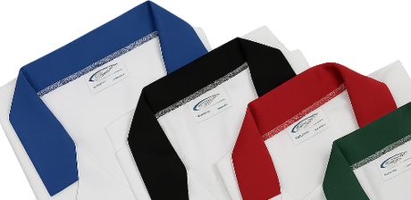 Custom coloured collars for laboratory and work coats