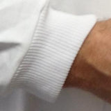 Embroidered White Food Trade Coat with Knitted Cuffs (No External Pockets)