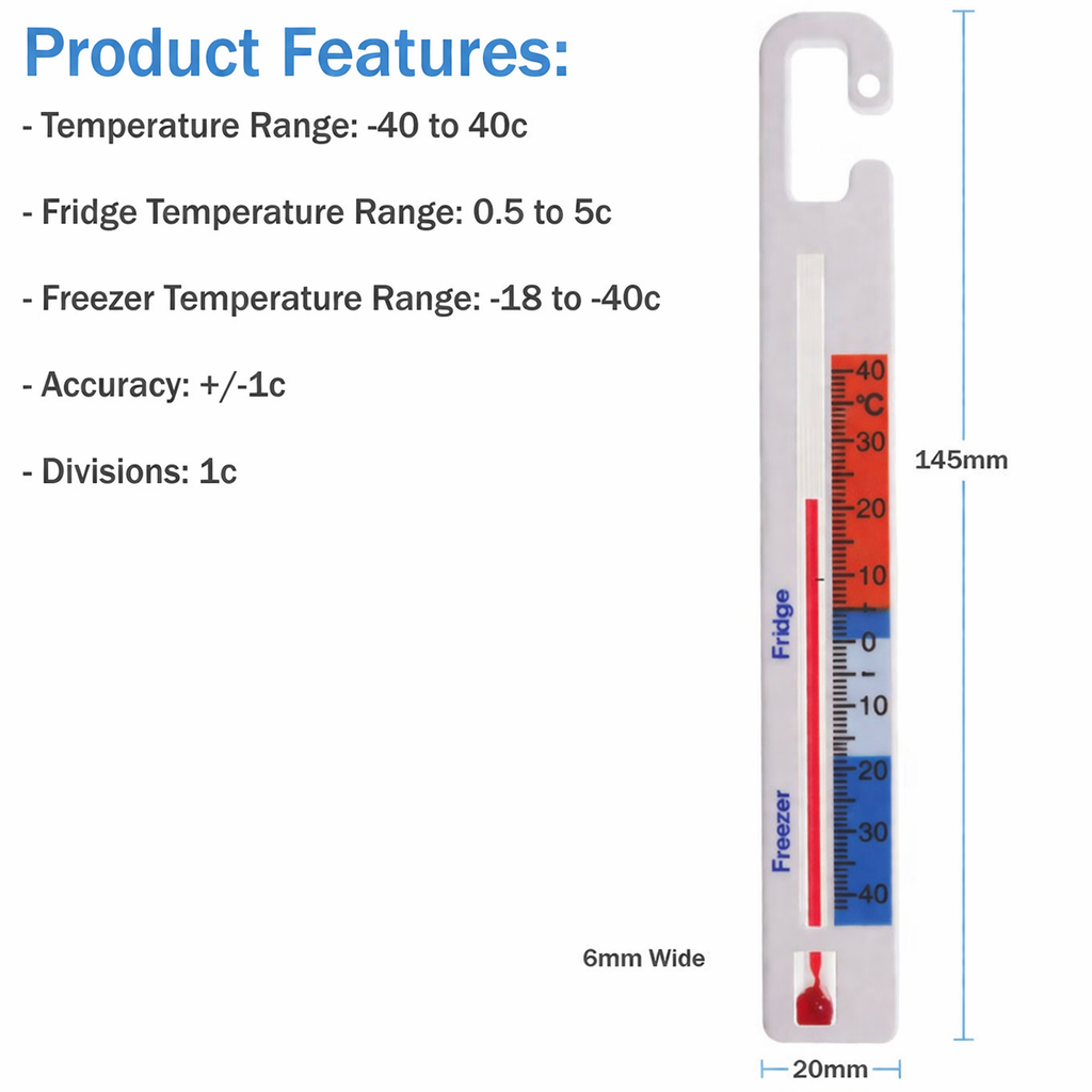 Vertical Fridge Freezer Thermometer