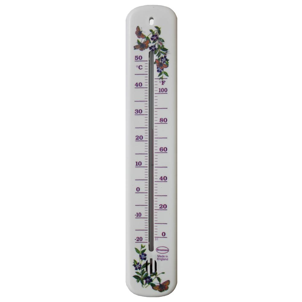 White Wall Thermometer - Flower and Butterfly Design