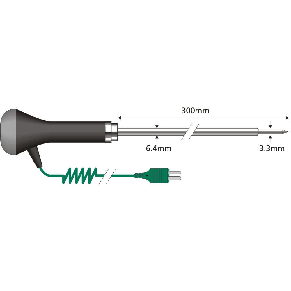 Comark Heavy Duty Industrial K Probe - Long Stem with Needle Tip (PK27M)