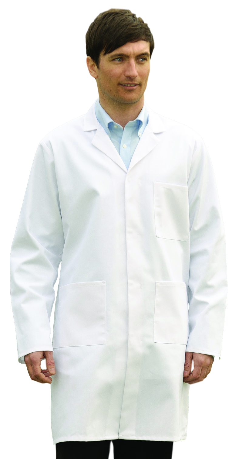 Men's White Lab Coat  - 245gm Polyester cotton