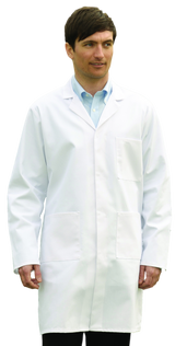 Men's White Lab Coat  - 245gm Polyester cotton