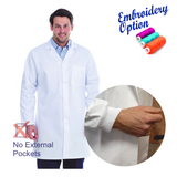 Embroidered White Food Trade Coat with Knitted Cuffs (No External Pockets)