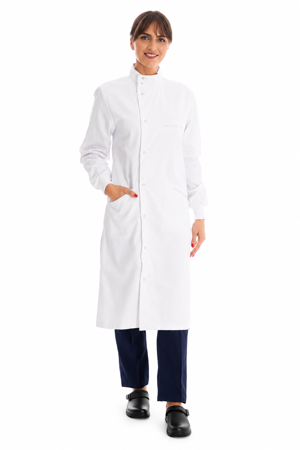 Premium White Howie Lab Coat with Knitted Cuffs