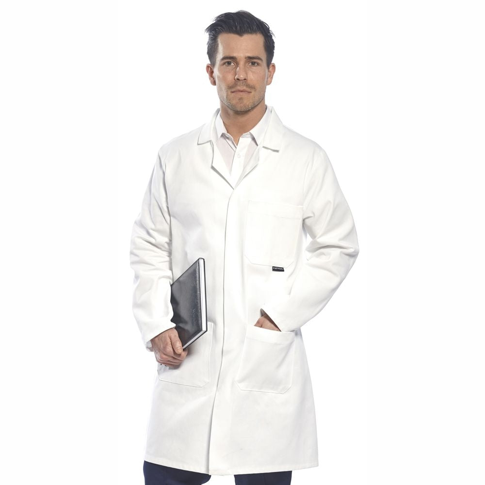Portwest 100% Cotton White Lab Coat - Men's (Unisex) – Food Safety Direct