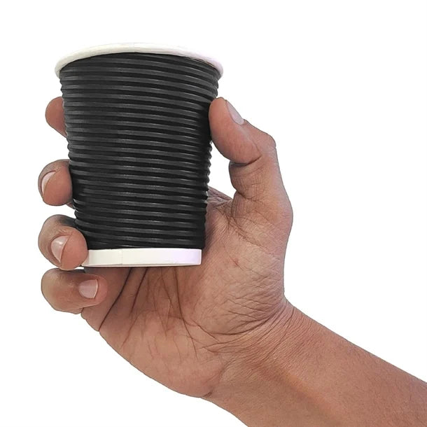 Fiesta Recyclable Coffee Cups Ripple Wall Black 225ml / 8oz