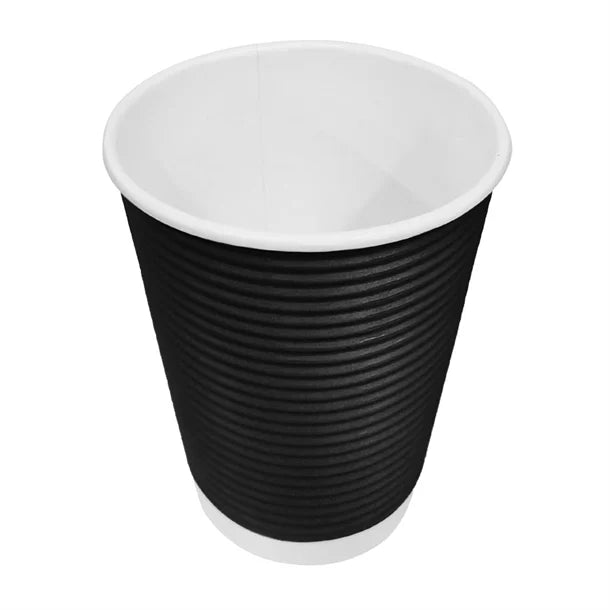 Fiesta Recyclable Coffee Cups Ripple Wall Black 225ml / 8oz