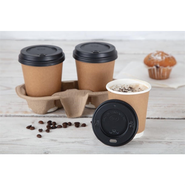 Fiesta Black Polystyrene Lids for 8oz Coffee Cups