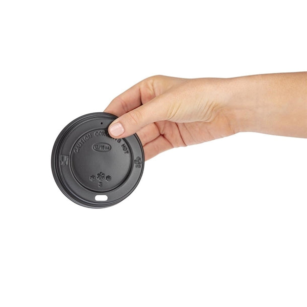 Fiesta Recyclable Coffee Cup Lids Black 340ml / 12oz and 455ml / 16oz (50 Pack)