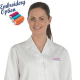 Embroidered Ladies White Lab Coat - 245gm Polyester cotton