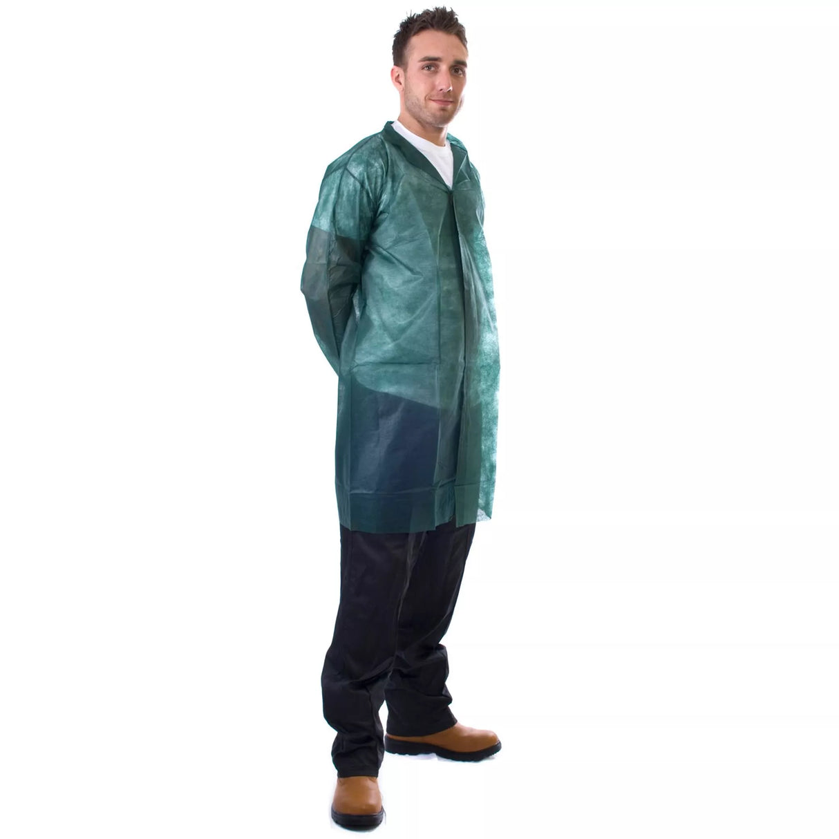 Supertouch Green Visitors Lab Coat Non-Woven with Velcro Fastening