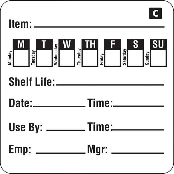 Hygiplas Freezable Day of the Week Labels (500 Pack)