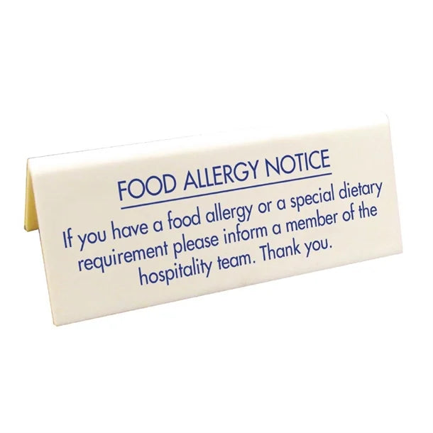 Vogue Food Allergy Table Notice