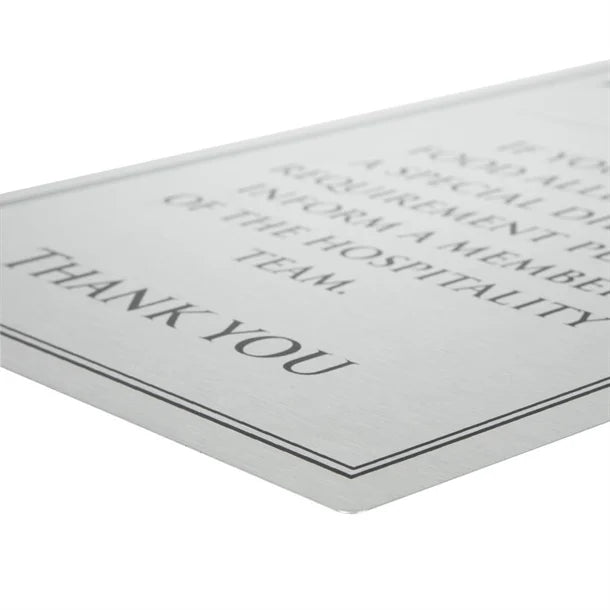 Vogue Brushed Steel Food Allergy Sign