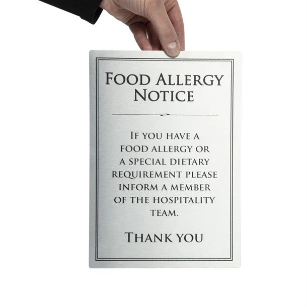 Vogue Brushed Steel Food Allergy Sign