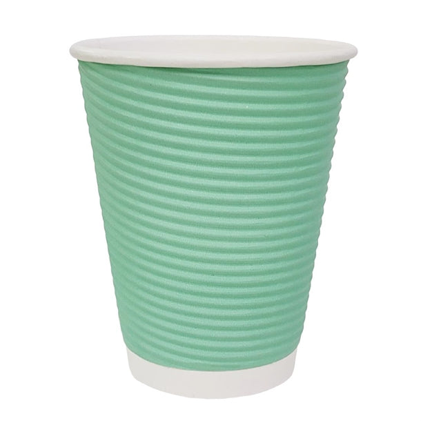 Fiesta Recyclable Coffee Cups Ripple Wall Turquoise 340ml / 12oz (500 Pack)