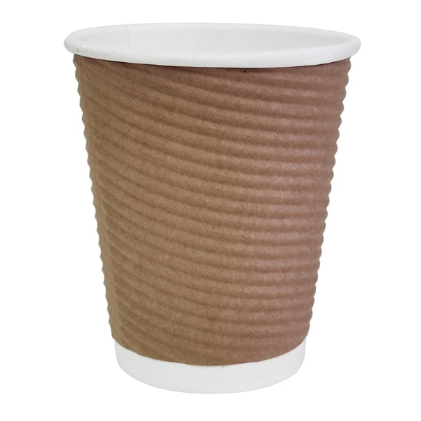 Fiesta Recyclable Coffee Cups Ripple Wall Kraft 225ml / 8oz