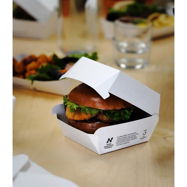 Notpla 5" Clamshell Burger Boxes - White (200 Pack) - image 2