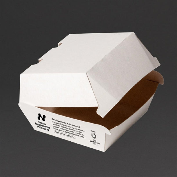 Notpla 5" Clamshell Burger Boxes - White (200 Pack) - image 3