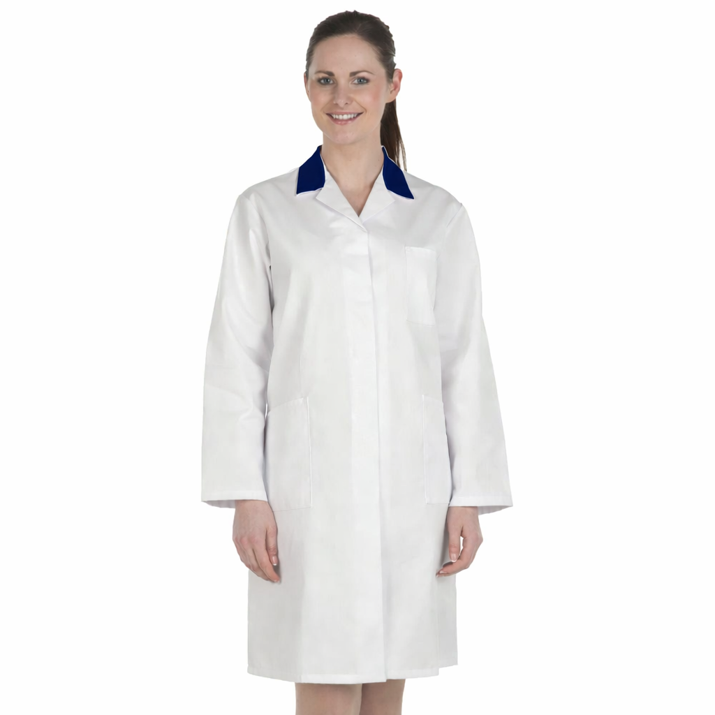 Ladies White Lab Coat with Coloured Collar