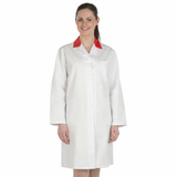 Ladies White Lab Coat with Red Coloured Collar