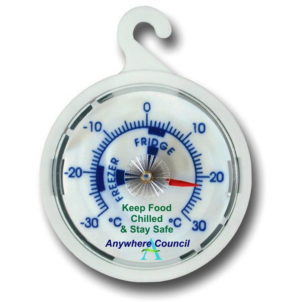 Custom Printed - White Dial Fridge Freezer Thermometer - Min QTY 100