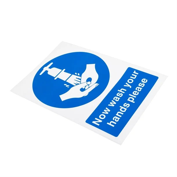 Now Wash Your Hands Sign – Self-Adhesive 300 x 200mm