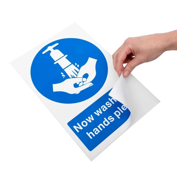 Now Wash Your Hands Sign – Self-Adhesive 300 x 200mm