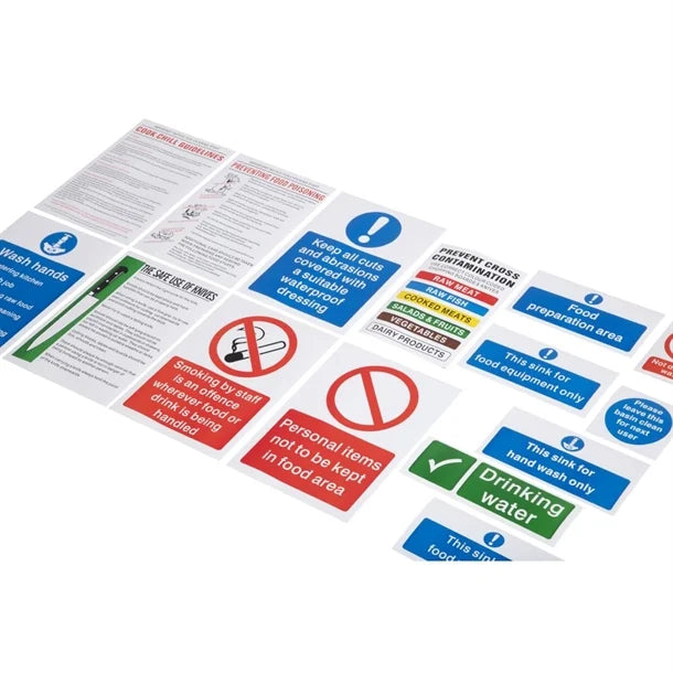Food Preparation Hygiene & Safety Sign Pack – 15 Self-Adhesive Notices