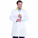White Men's (Unisex) Lab Coat with Coloured Collar