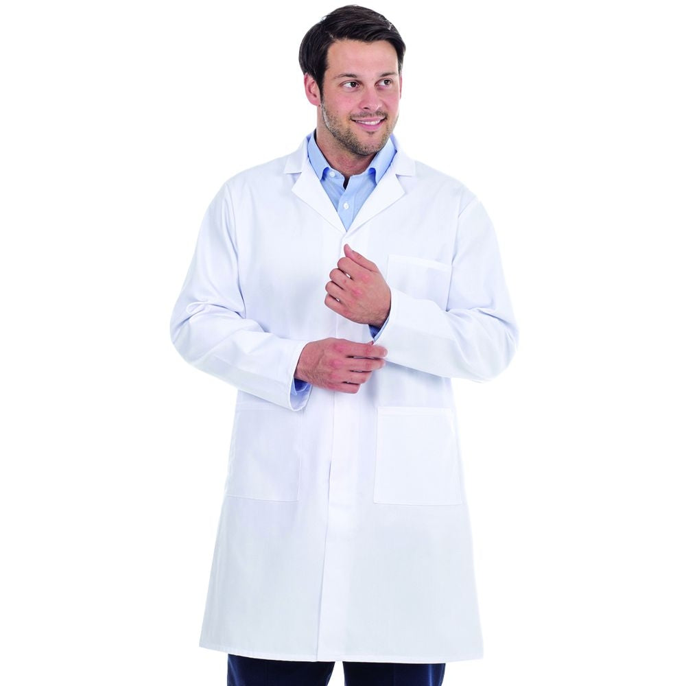 Men's White Lab Coat  - 245gm Polyester cotton