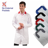 White Men's (Unisex) Food Trade Coat with Coloured Collar