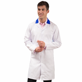 White Men's (Unisex) Food Trade Coat with Royal Blue Coloured Collar