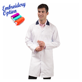 Embroidered White Men's (Unisex) Food Trade Coat with Coloured Collar