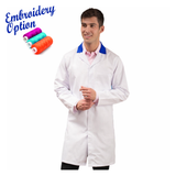 Embroidered White Men's (Unisex) Food Trade Coat with Coloured Collar