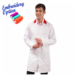 Embroidered White Men's (Unisex) Food Trade Coat with Coloured Collar